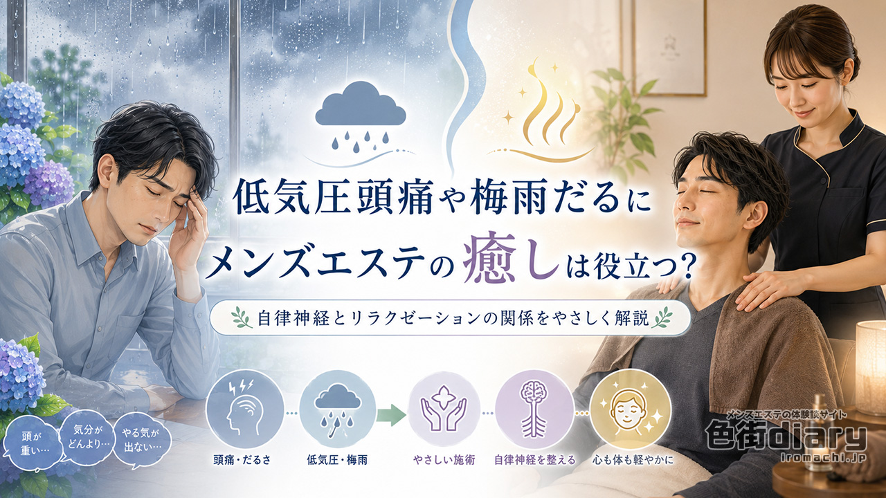 低気圧頭痛や梅雨だるにメンズエステの癒しは役立つ?自律神経との関係を解説